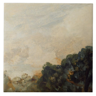 Cloud Study with Trees, 1821 (oil on paper laid do Tile