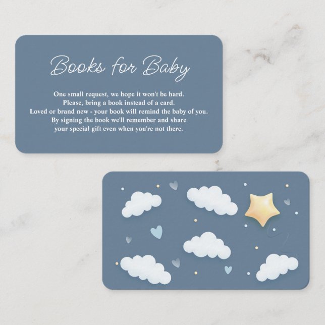 Cloud Theme Baby Shower Blue Book Request Enclosure Card (Front/Back)