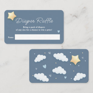 Cloud Theme Baby Shower Blue Diaper Raffle Enclosure Card