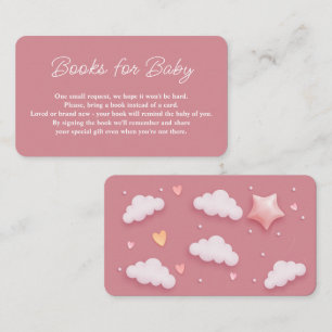 Cloud Theme Baby Shower Pink Book Request Enclosure Card