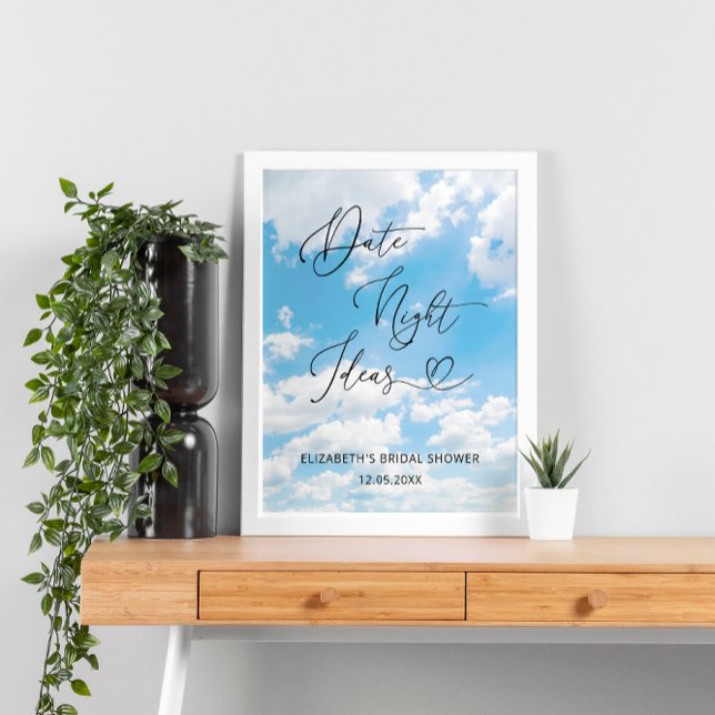 Cloud Theme Date Night Ideas Bridal Shower Poster (Creator Uploaded)