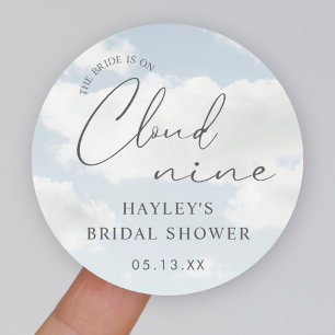Cloud Theme She's On Cloud 9 Bridal Shower Favours Classic Round Sticker