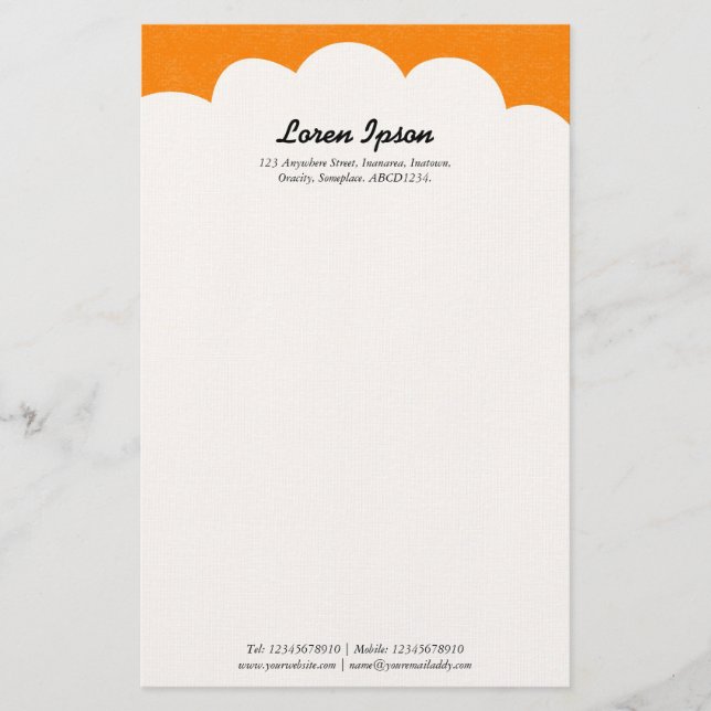 Cloud Top - Orange Stationery (Front)