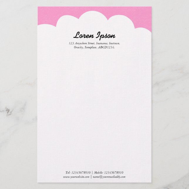 Cloud Top - Pink Stationery (Front)