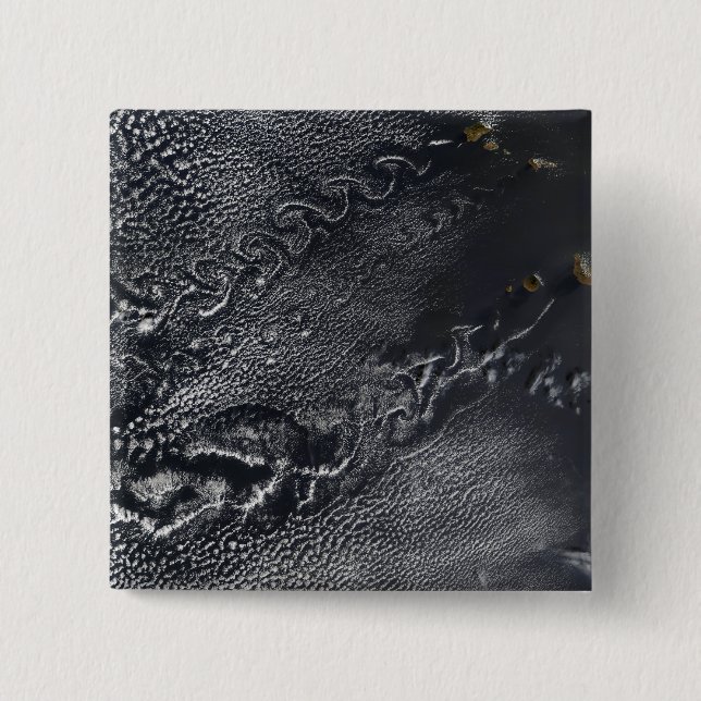 Cloud vortices over the Cape Verde islands 15 Cm Square Badge (Front)