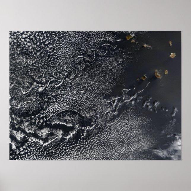 Cloud vortices over the Cape Verde islands Poster (Front)