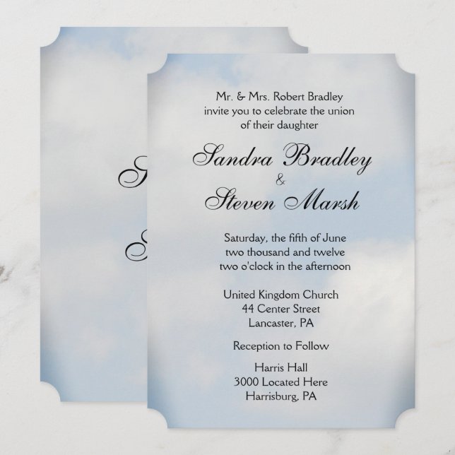 Cloud Wedding Invitations (Front/Back)