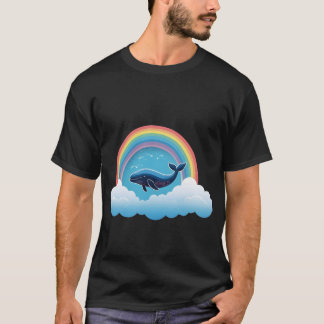Cloud Whale with Rainbow Mist Sticker. T-Shirt