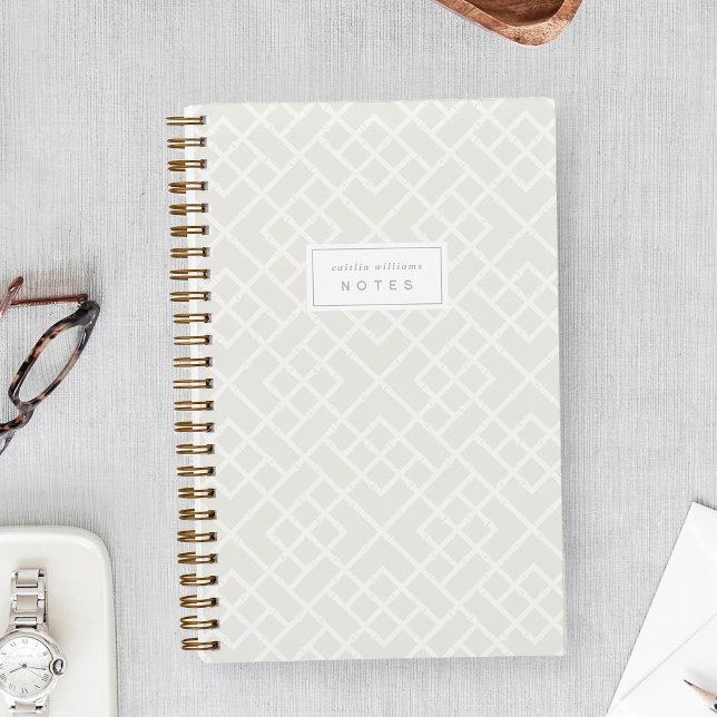Cloud White | Coastal Bamboo Trellis Personalised Notebook (Creator Uploaded)