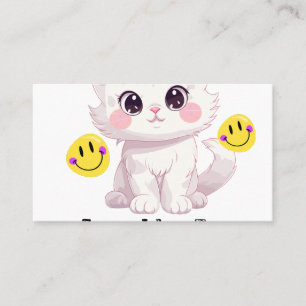 "Cloud With Paws Cute Fluffy Cat Business Card" Card