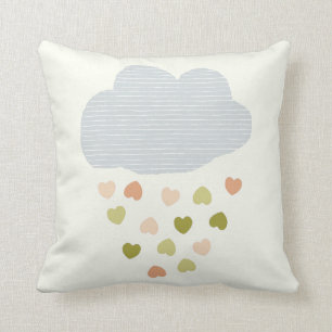 cloud with rain hearts nursery pillow