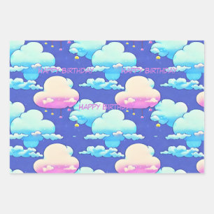 Cloud Wrapping paper, customize saying on sheet. Paper Sheet