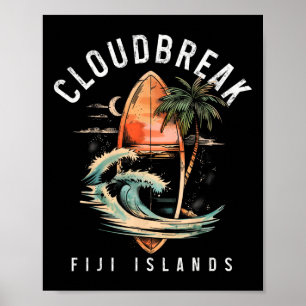 Cloudbreak Fiji Islands Surf Vintage Surfing Surfe Poster