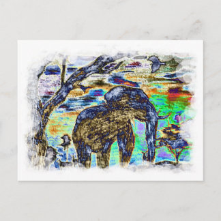 Clouded-Colour- Elephant Postcard