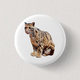 clouded leopard photograph jungle big cat animal   3 cm round badge