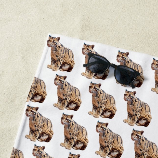 clouded leopard photograph jungle big cat animal   beach towel (In Situ)