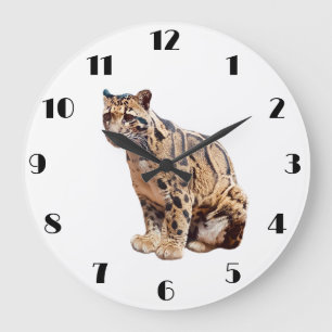 clouded leopard photograph jungle big cat animal   large clock