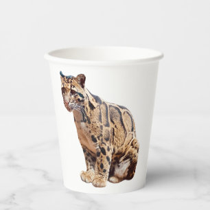 clouded leopard photograph jungle big cat animal paper cups
