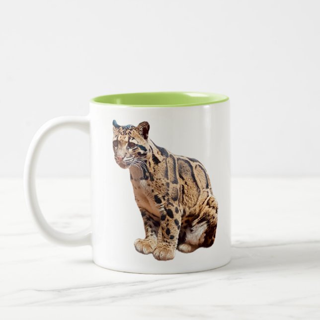 clouded leopard photograph jungle big cat animal   Two-Tone coffee mug (Left)
