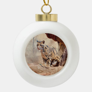 clouded leopard picture nature wildlife exotic ceramic ball christmas ornament