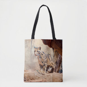 clouded leopard picture nature wildlife exotic tote bag