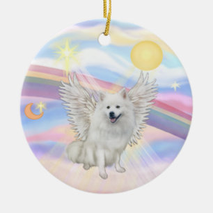 Clouds - American Eskimo Dog Ceramic Tree Decoration