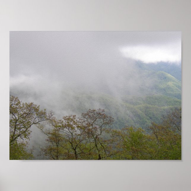 Clouds Amidst the Blue Ridge Mountains, NC Poster (Front)