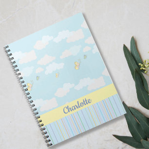 Clouds and Butterflies Pastel Personalised Notebook