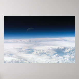 Clouds and Faint Moon Poster
