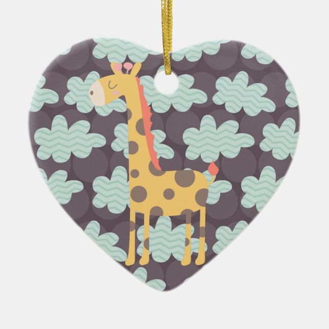 Clouds and Giraffes Ceramic Tree Decoration (Front)