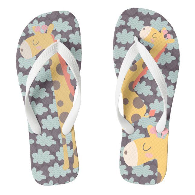 Clouds and Giraffes Flip Flops (Footbed)
