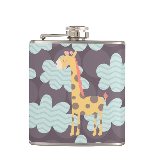 Clouds and Giraffes Hip Flask (Front)