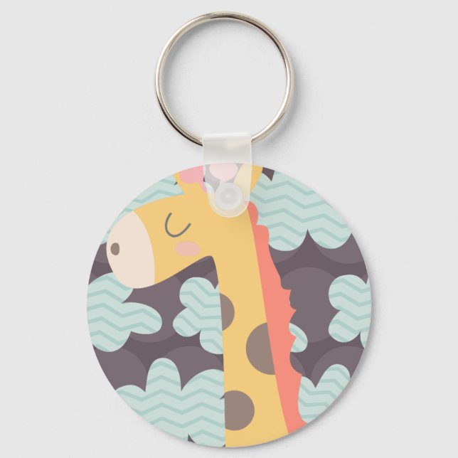 Clouds and Giraffes Key Ring (Front)