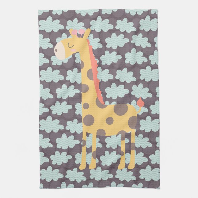 Clouds and Giraffes Tea Towel (Vertical)