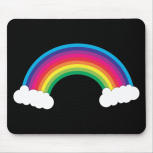 Clouds and Rainbow Colourful Cute Black Mouse Mat