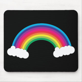 Clouds and Rainbow Colourful Cute Black Mouse Mat