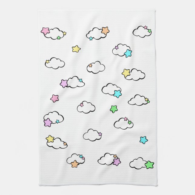 Clouds and stars tea towel (Vertical)