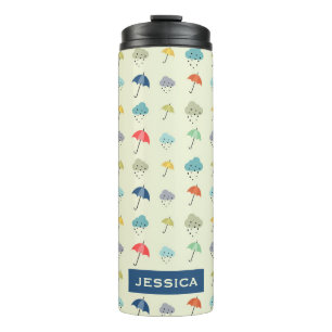 Clouds and Umbrellas Cute Pattern Personalised Thermal Tumbler
