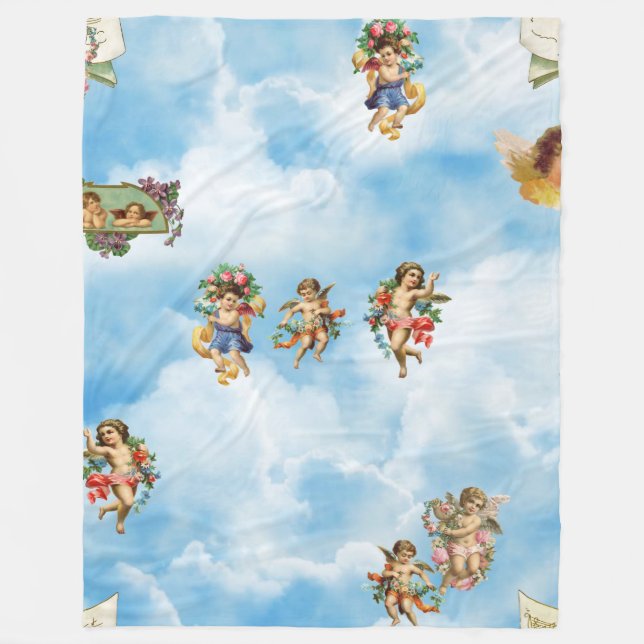 clouds angel cherubs fleece blanket (Front)