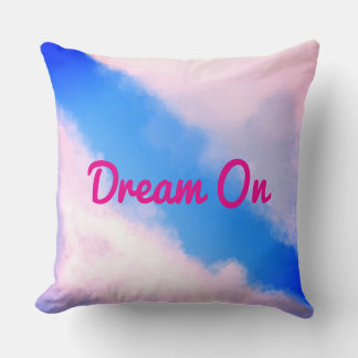 Clouds Apart - Blue with Pinkish Clouds Pillow