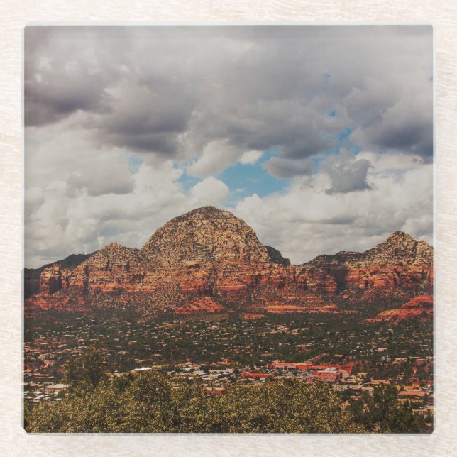 Clouds as they roll into Sedona Glass Coaster (Front)