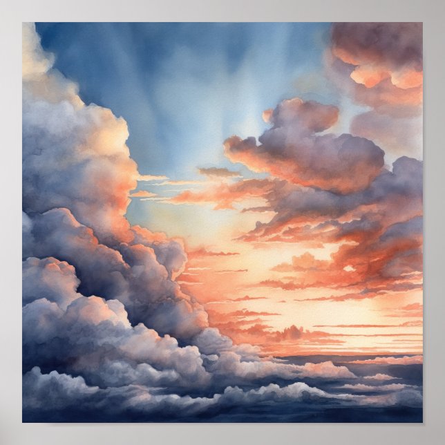 Clouds At Dawn Painting Art Print Poster (Front)