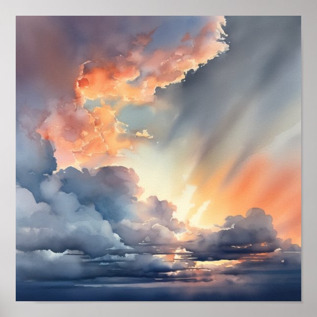 Clouds At Dawn Painting Art Print Poster (Front)