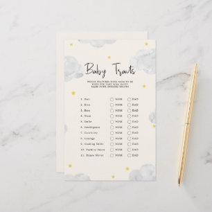 Clouds Baby Traits Baby Shower Game