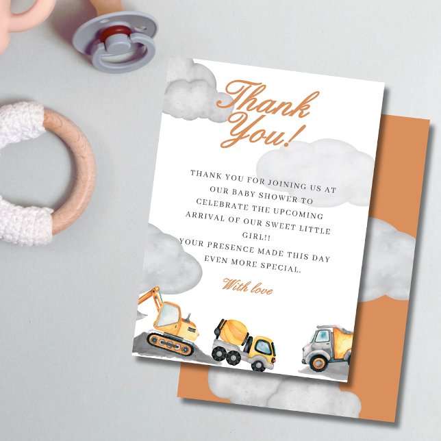 Clouds baby under construction baby shower thank you card (Creator Uploaded)