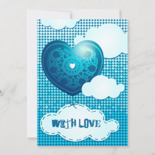 Clouds background with heart, invitation