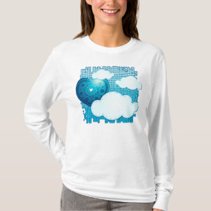 Clouds background with heart, t-shirt