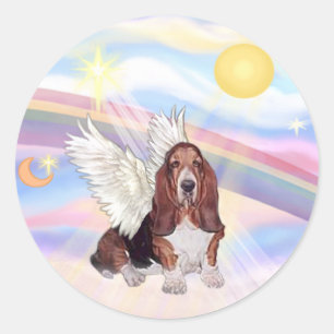 Clouds - Basset Hound Angel Classic Round Sticker