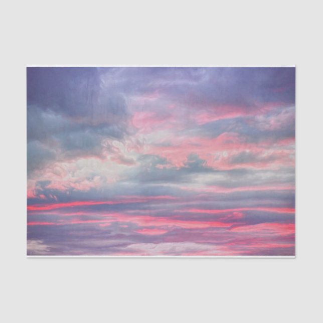 Clouds Beautiful Pink White Blue Painted Sky Tissue Paper (Front)