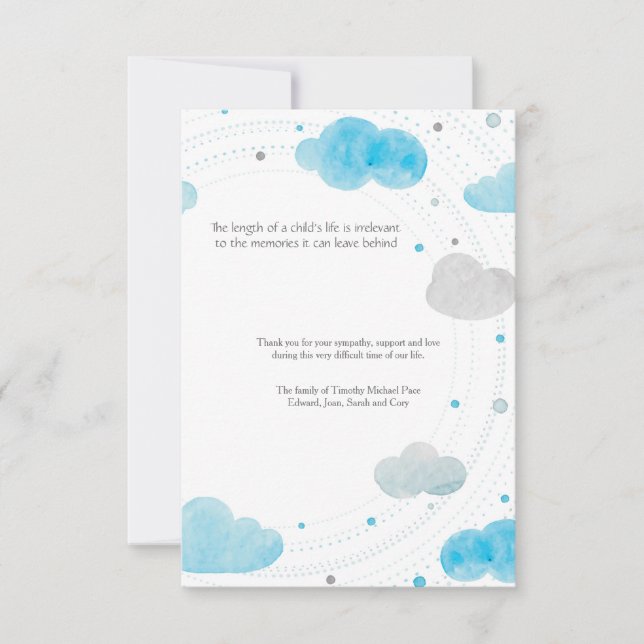 Clouds Bereavement Thank You Card (Front)